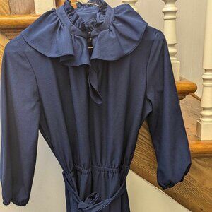 Vintage 60's Classy Navy Knee Length Dress